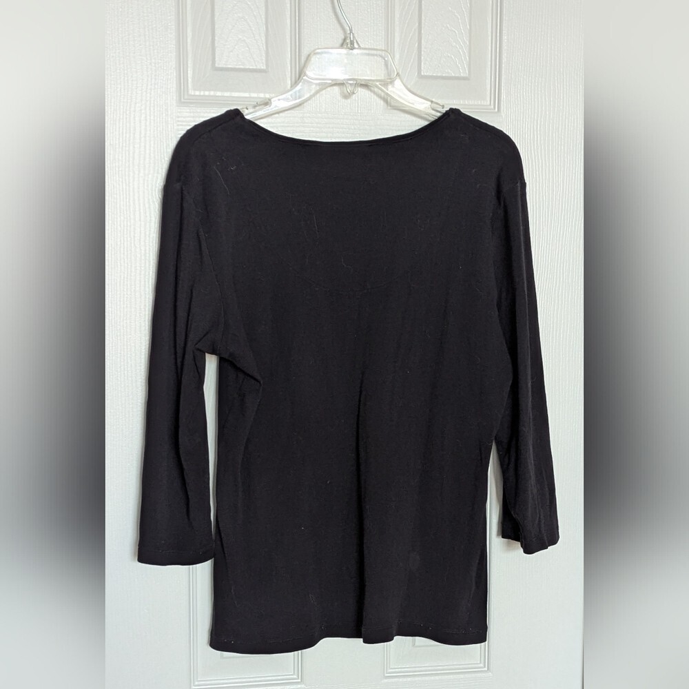 Karen Scott (Medium) Long Sleeve Tee/Top w/Floral Designs, Scripts & Sparkles - Picture 6 of 11